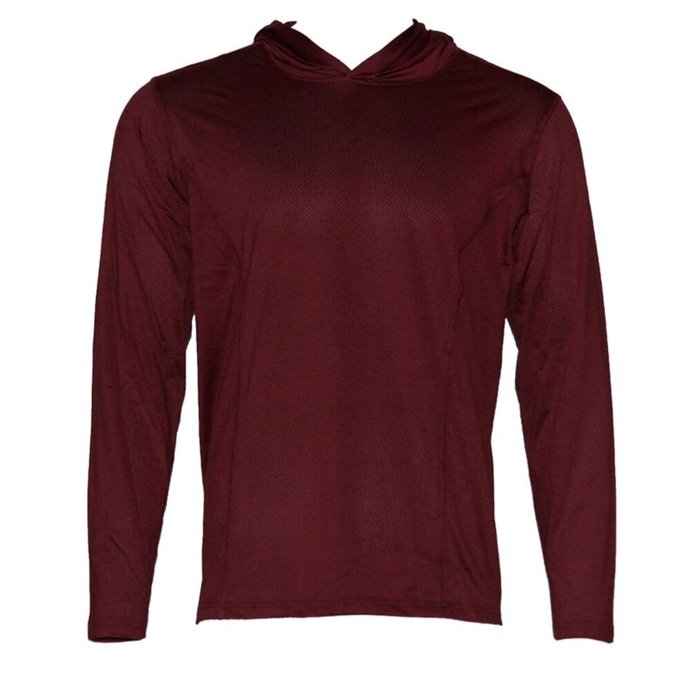 Men's Hoodie Moisture Wicking Dri-Fit Athletic Long Sleeve Sweatshirt Burgundy